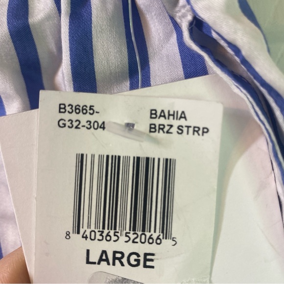 Bella Dahl Bella Dahl Ruffle Waist Striped - Bahia Breeze‎ Blue White LARGE - Picture 5 of 6